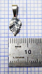 Bail Leaf w/Pattern Glue On Sterling Silver