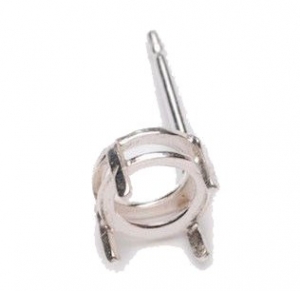Cab Stud Round 6mm Sterling Silver (Pair)
