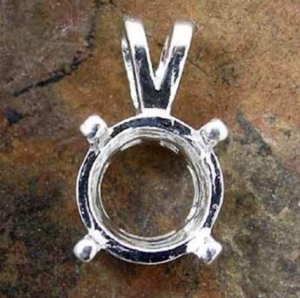 Pendant Setting Notched 8mm Sterling Silver