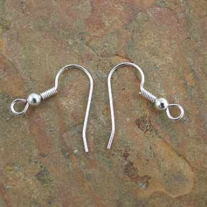 Earring Hook/Ball. Silver Plated (Pair)