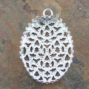 Bezel Lace Oval 18x25mm Silver Plated