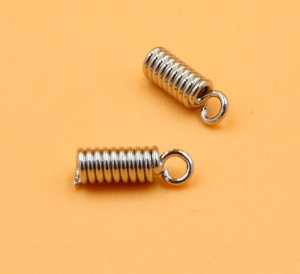 Leather Cord End Coil 2mm Nickel Plated