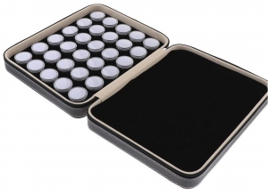 PU Leather Gem Display Case 60 Jar White/Black